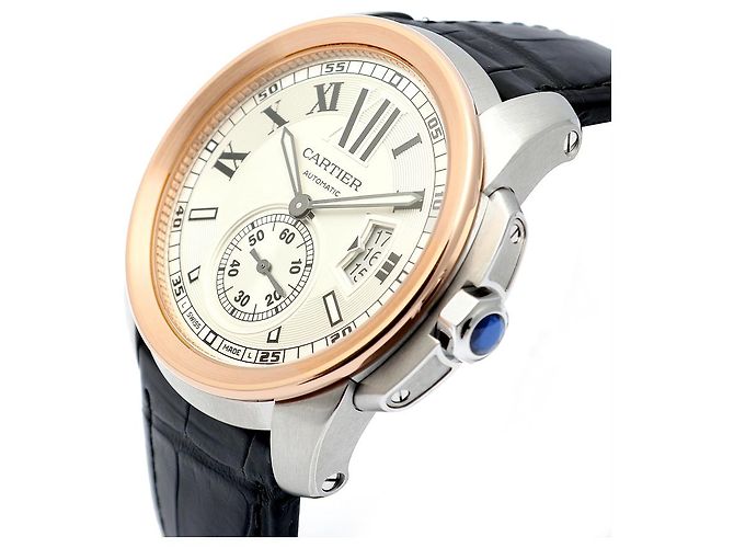 Orologio da uomo Calibre De Cartier in oro rosa combinato - vista 11