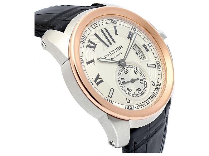 Orologio da uomo Calibre De Cartier in oro rosa combinato - vista 12