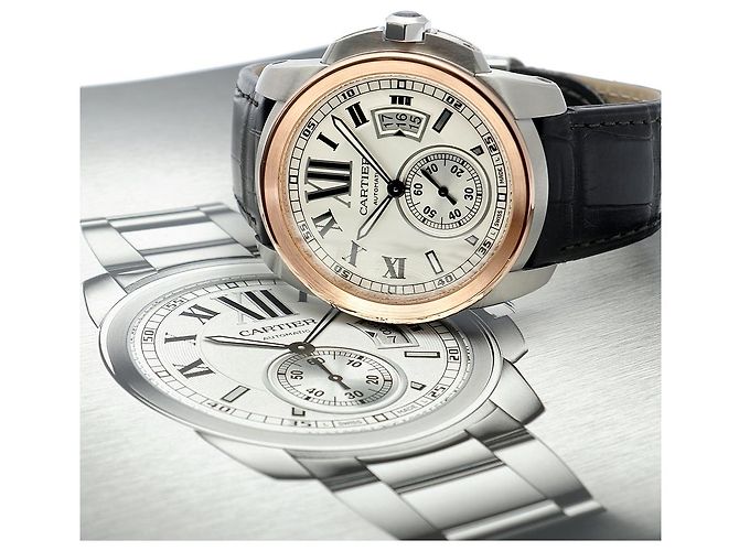 Orologio da uomo Calibre De Cartier in oro rosa combinato - vista 25