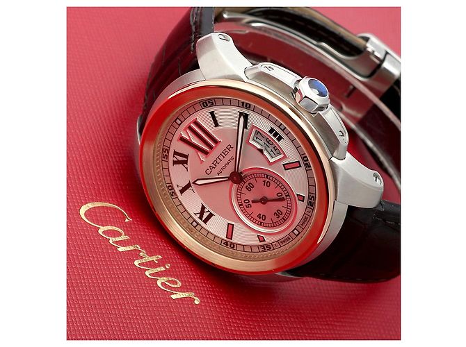 Orologio da uomo Calibre De Cartier in oro rosa combinato - vista 26