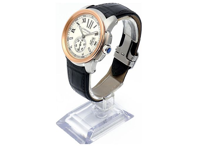 Orologio da uomo Calibre De Cartier in oro rosa combinato - vista 5