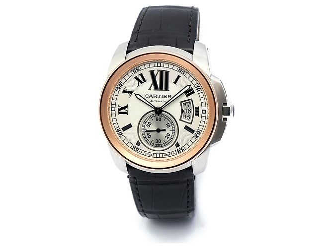 Orologio da uomo Calibre De Cartier in oro rosa combinato - vista 9