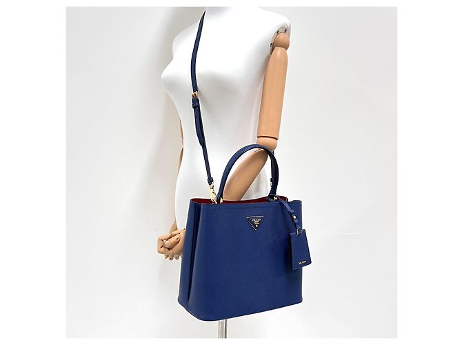Prada Borsa a secchiello Saffiano Panier Borsa a tracolla Blu - vista 4