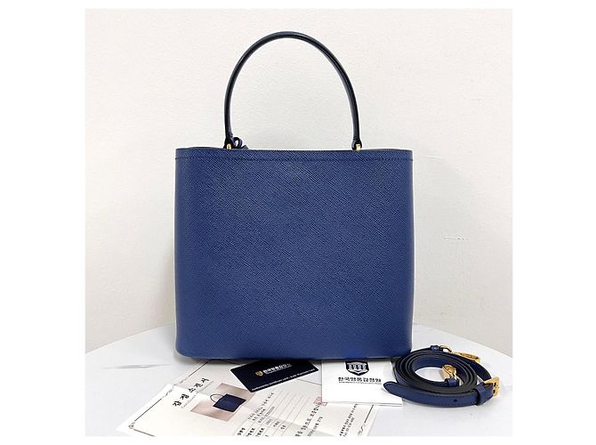 Prada Borsa a secchiello Saffiano Panier Borsa a tracolla Blu - vista 8