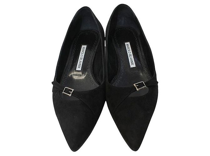 Manolo Blahnik Ballerine Mary Jane in camoscio nero - vista 2