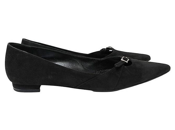 Manolo Blahnik Ballerine Mary Jane in camoscio nero - vista 3