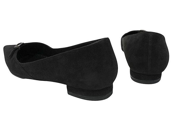 Manolo Blahnik Ballerine Mary Jane in camoscio nero - vista 5