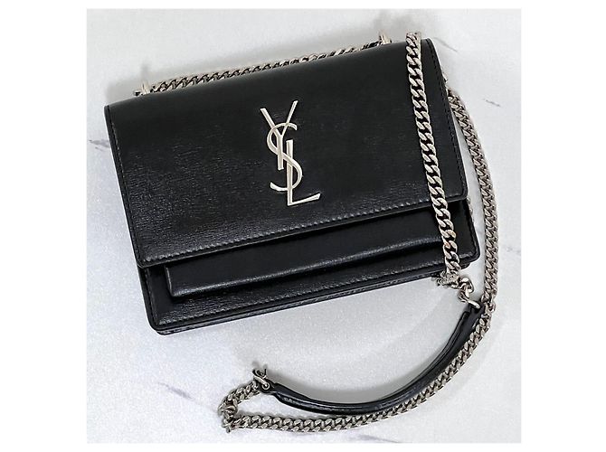 Autre Marque Mini Crossbody-Tasche mit Kette Schwarz mit silberner Hardware - Ansicht 5
