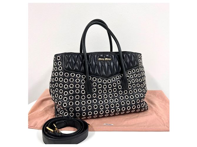 Miu Miu Borsa Tote Biker Punching Borsa a Tracolla Nera Nero - vista 2