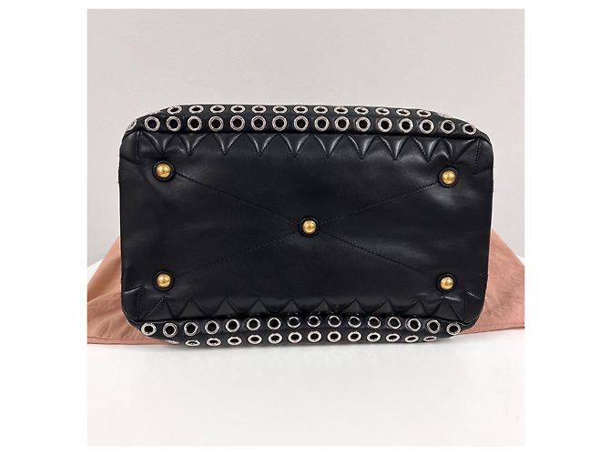 Miu Miu Borsa Tote Biker Punching Borsa a Tracolla Nera Nero - vista 6