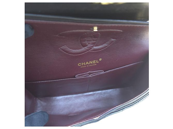 Chanel Borsa Classic Medium Flap in pelle d'agnello con catena dorata Nero - vista 9
