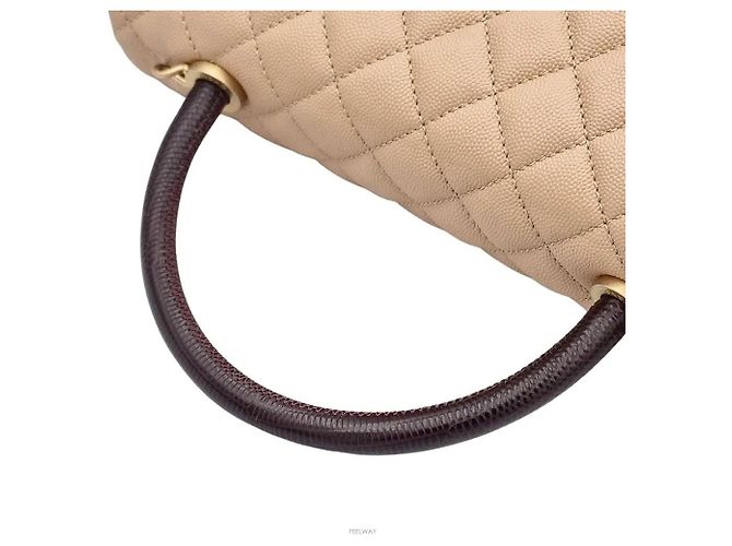 Chanel Caviar Coco Handle 28 Beiger Leder Tote Bag Braun - Ansicht 3