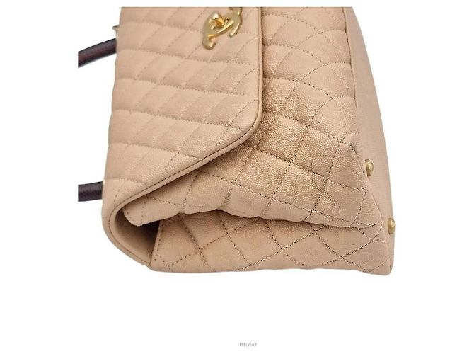 Chanel Caviar Coco Handle 28 Beiger Leder Tote Bag Braun - Ansicht 4