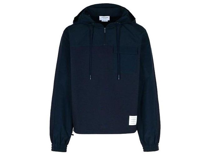 Thom Browne Ripstop und Wool Tech Milano Half-Zip Combo Hoodie Blau - Ansicht 3