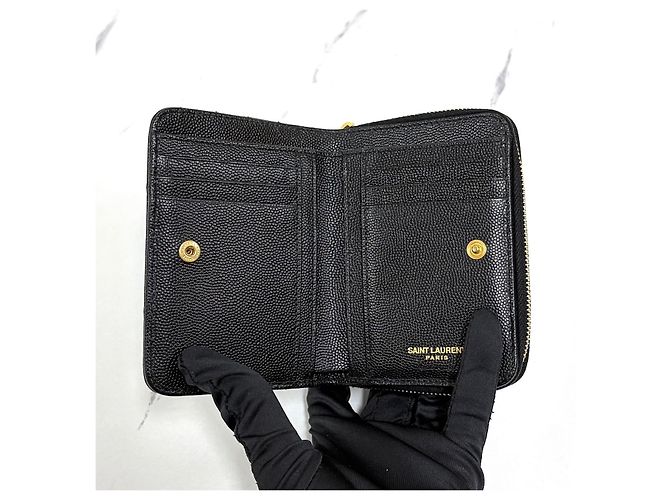 Autre Marque Monogram Compact Zipper Wallet Schwarz - Ansicht 11