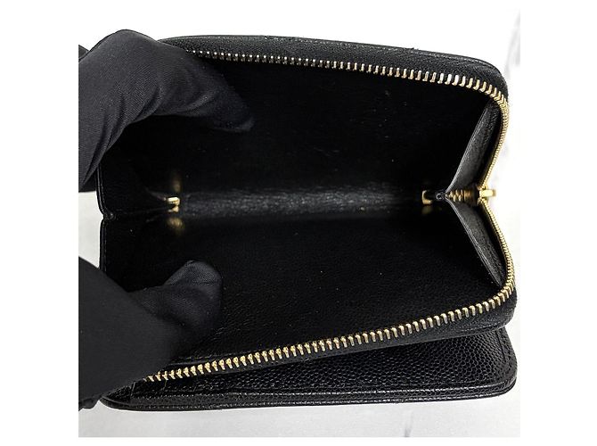 Autre Marque Monogram Compact Zipper Wallet Schwarz - Ansicht 12