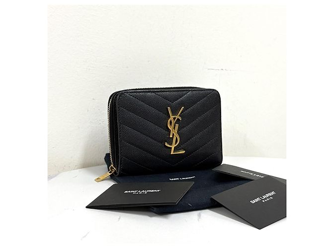 Autre Marque Monogram Compact Zipper Wallet Schwarz - Ansicht 2