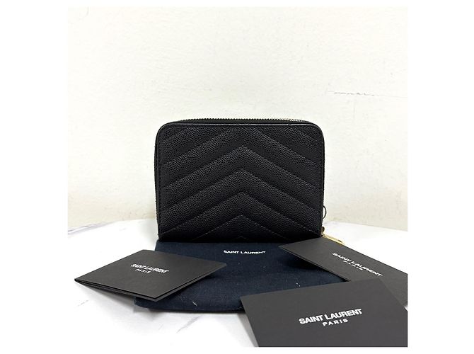 Autre Marque Monogram Compact Zipper Wallet Schwarz - Ansicht 3