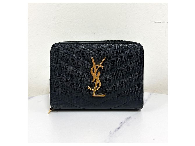 Autre Marque Monogram Compact Zipper Wallet Schwarz - Ansicht 4