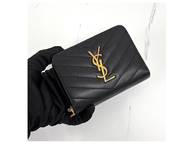 Autre Marque Monogram Compact Zipper Wallet Schwarz - Ansicht 5
