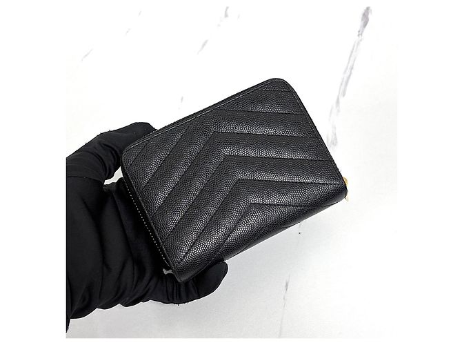 Autre Marque Monogram Compact Zipper Wallet Schwarz - Ansicht 6