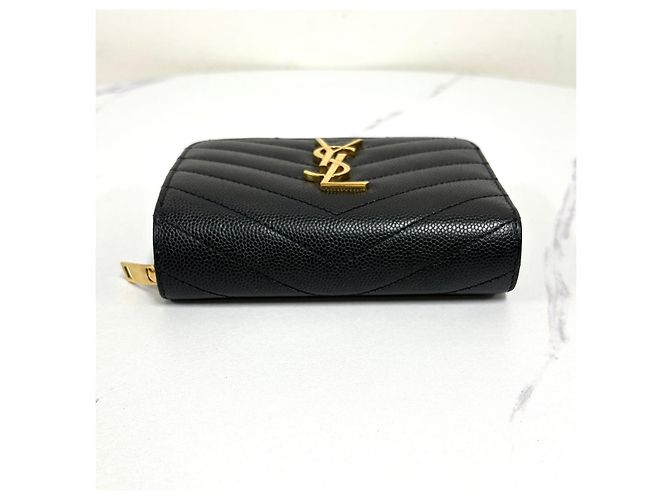 Autre Marque Monogram Compact Zipper Wallet Schwarz - Ansicht 8
