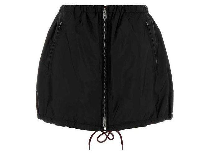 Prada Nylon-Minirock mit Kordzug Schwarz - Ansicht 3