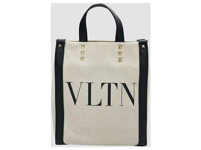 Valentino Canvas Mini Tote Bag Natural Black Schwarz - Ansicht 2