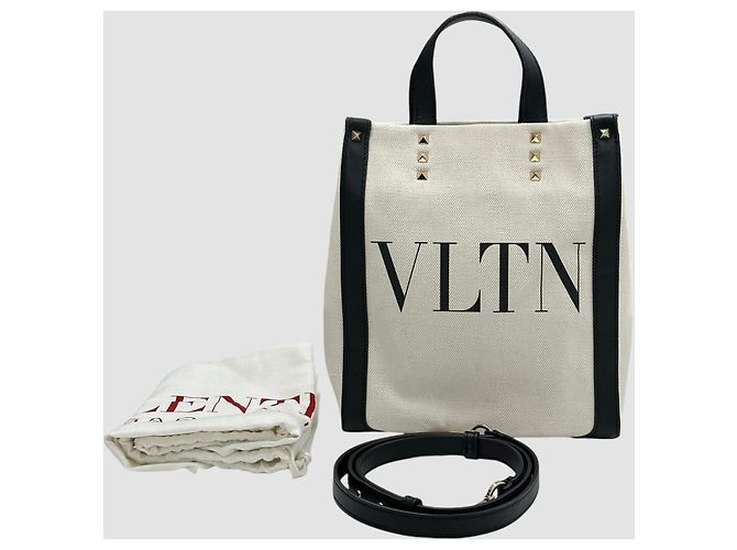 Valentino Canvas Mini Tote Bag Natural Black Schwarz - Ansicht 3