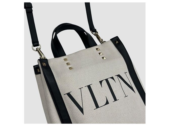 Valentino Canvas Mini Tote Bag Natural Black Schwarz - Ansicht 9