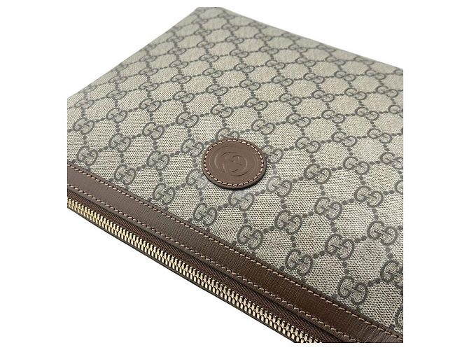 Gucci Borsa Messenger Clutch GG Supreme Interlocking Marrone - vista 9