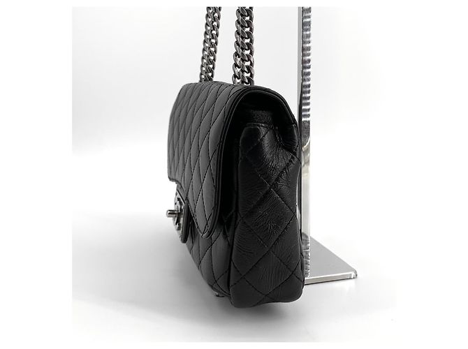 Chanel Borsa a tracolla Classic Silver-Tone Season Bag Nero - vista 4