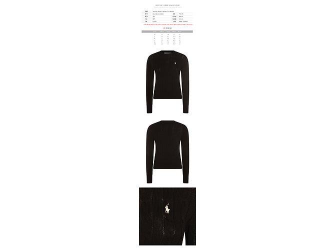 Ralph Lauren Strickpullover für Damen in Schwarz mit Pony-Stickerei - Ansicht 2