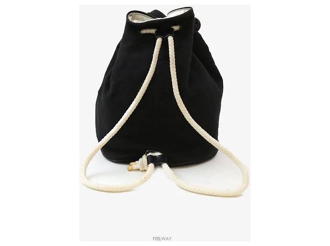 Chanel Zaino a secchiello con coulisse novelty in tela nera Nero - vista 3