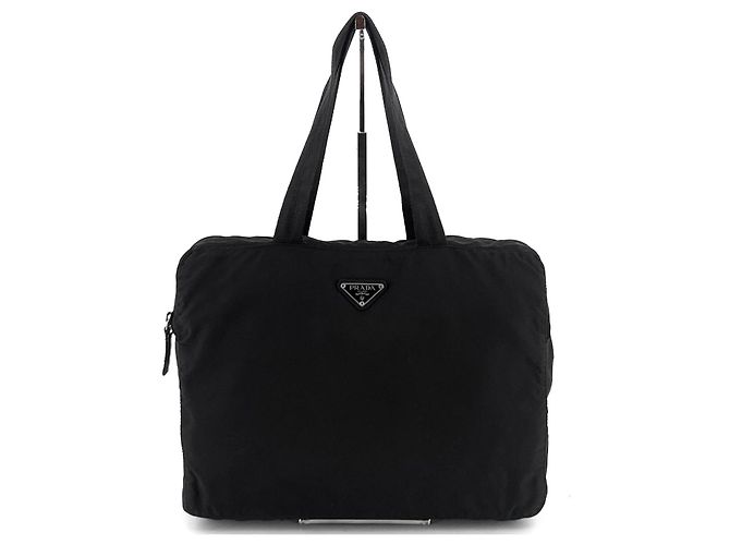 Prada Borsa tote in nylon con logo triangolare Nero - vista 2