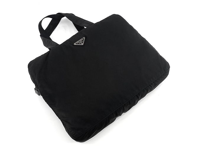Prada Borsa tote in nylon con logo triangolare Nero - vista 3