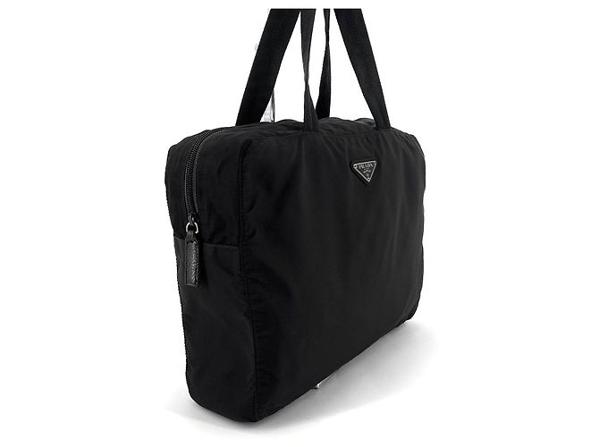 Prada Borsa tote in nylon con logo triangolare Nero - vista 4