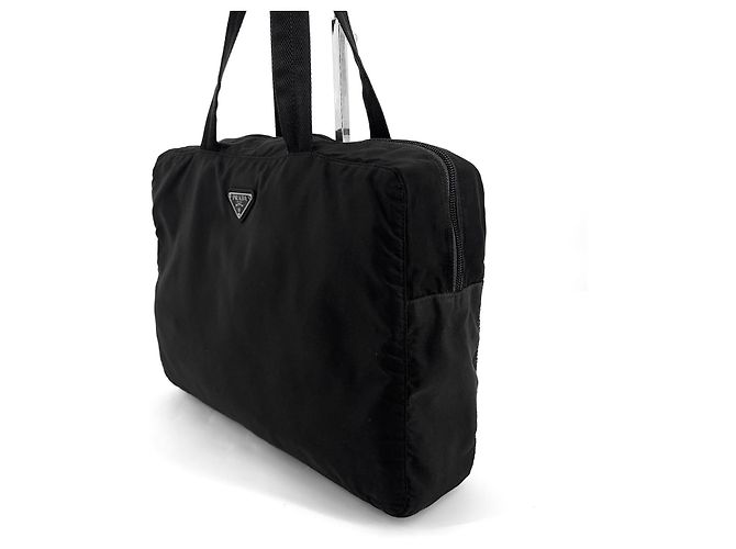 Prada Borsa tote in nylon con logo triangolare Nero - vista 5