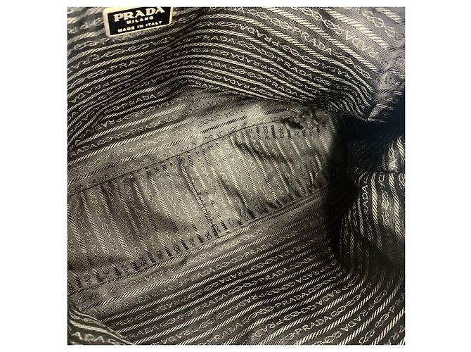 Prada Borsa tote in nylon con logo triangolare Nero - vista 7
