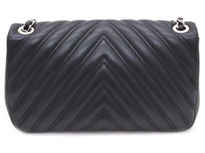 Chanel Borsa a spalla e borsa crossbody Classic in chevron in pelle di agnello Nero - vista 3