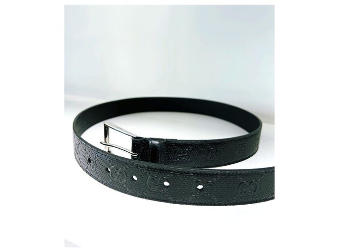 Gucci Cintura in pelle goffrata Nero - vista 3