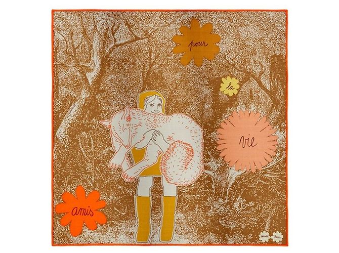 Hermès Sciarpa Amis pour la Vie Marrone - vista 2