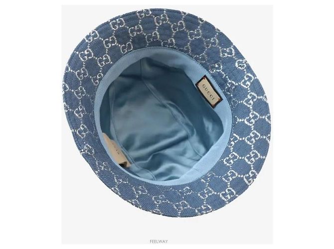Cappello Bucket Gucci Lame Blu - vista 3