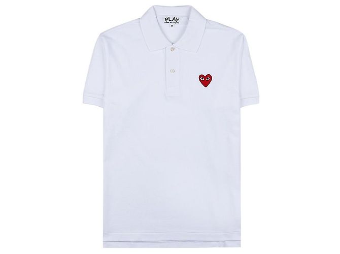 Comme Des Garcons Herren Polo T-Shirt mit Herz-Patch Weiß - Ansicht 10