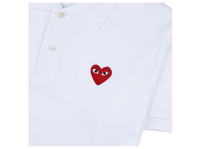 Comme Des Garcons Herren Polo T-Shirt mit Herz-Patch Weiß - Ansicht 5