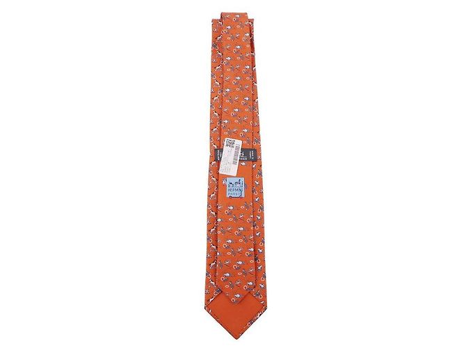 Hermès Cravate Mobilite Douce Twillbi Orange - vue 10