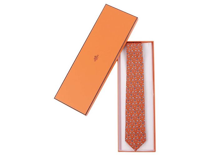 Hermès Cravate Mobilite Douce Twillbi Orange - vue 11