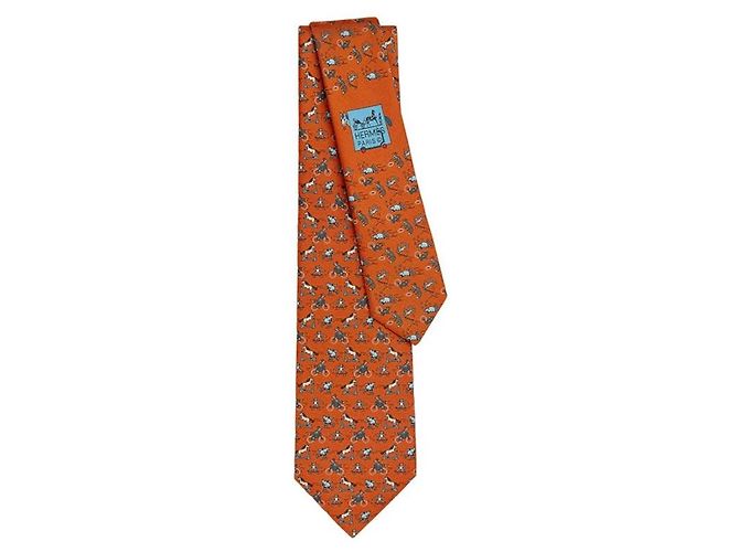 Hermès Cravate Mobilite Douce Twillbi Orange - vue 2