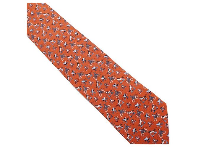 Hermès Cravate Mobilite Douce Twillbi Orange - vue 7