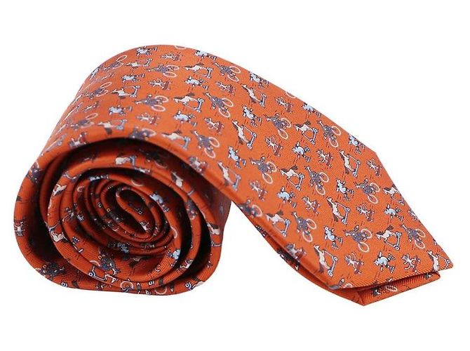 Hermès Cravate Mobilite Douce Twillbi Orange - vue 8